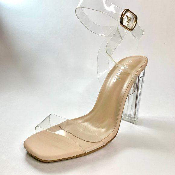 Sheln Clear Chunky Heeled Buckle Strapped Sandals - Picture 6 of 11